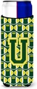 Letter U Football Green and Yellow Ultra Beverage Insulators for slim cans