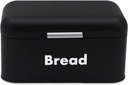 Plexon Black Bread Box for Kitchen Countertop with Lid, Metal Bread Storage Container Bin 11.8" x 7" x 6.3"