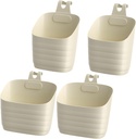 4pcs Wall Hanging Baskets Kitchen Storage Baskets Bathroom Hanging Stacking Wall Storage Woven Design Easy to Install
