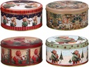 DOITOOL Round Christmas Cookie Tins Set Of 4, Christmas Cookie Containers and Lids, Christmas Theme Decorative Cookie Tins Nesting Boxes for Cookies, Candy, Food Presents (Assorted Color)