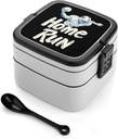 Home Run Football Touchdown Sports Stackable Bento Box for Adults Double Layer Lunch Boxes Set with Spoon And Invisible Handle