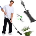 Hudaune Grass Whip with Double-Edged Sharp Steel Blade, 57" Heavy Duty Manual Grass Cutter, Weeding Tool with Long Handle for Tall Grass and Overgrown Weeds in Yard, Ditches and Field