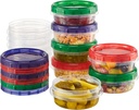 Twist Top Food Storage Containers 8 oz 12 Pack Plastic Freezer Storage Containers Leakproof Reusable with Screw on Colored Lids (12)