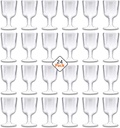 Disposable Wine Glasses For Parties ~ 24 Count Plastic Wine Glasses Bulk (Clear, 6.4 oz)