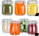 YEBODA 32oz Food Storage Canister Glass Jars 3 Pack + 24oz Food Storage Canister Glass Jars with Clamp Airtight Lids 4 Pack