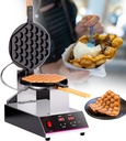 Professional Bubble Waffle Station - Dual-Sided Heating, Street Food Egg Waffle Iron, Digital Display + Wood Handle + 180° Rotating, for Food Truck/Bakeries/Coffee Shops,SingleHead