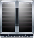 Summit SWC3066B 30"" Built-In Undercounter Dual Zone Wine Cooler with 66 Bottle Capacity in Stainless Steel