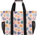 Shells Tropical Leaf Reusable Grocery Bags Shopping Bags Kitchen Travel Tote Bag Washable Beach Bag