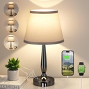 Kakanuo Touch Table Lamp for Bedroom, Small Bedside Lamp with USB C Charging Port, 3 Way Dimmable Touch Control Nightstand Lamp for Living Room and Office, LED Bulb Included