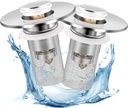 2 Pack Bathroom Sink Drain Strainer, 2 in 1 Pop Up Bathroom Sink Stopper with Hair Catcher Basket for 1~1.5 Inch Drain Holes, Universal Wash Basin Stopper Sink Drain Filter Anti-Clogging