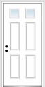 National Door Company, Steel, Primed, Right-Hand Inswing, Clear Glass, 2-1/4 Lite 4-Panel, Single Prehung Front Door, 34" x 80"