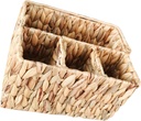 Woven Cutlery Organizer Basket Multi-functional Decorative Storage for Silverware Utensils and Cooking Tools Natural Hyacinth Design for Tidy Countertops