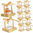 Cabilock 12pcs Transparent Pvc Cake Packaging Boxes with Ribbon Dessert Carrier for Birthday and Weddings and Oil