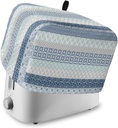 4 Slice Toaster Cover, Bread Machine Cover Boho Geometric Floral Stripe Ethnic Blue Grey Kitchen Appliance Dust Cover with Top Handle Fingerprint Protection Lightweight Kitchen Toaster Cover