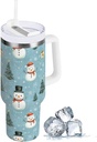Snow Winter Xmas Christmas Tumbler with Handle 40 oz Travel Mug with Lid and Straw Stainless Steel Vacuum Insulated Water Bottle Cup for Iced Tea Coffee Cold Beverages Cup Holder Friendly