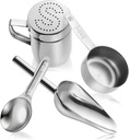 Olde Midway Stainless Steel Popcorn Machine Accessories - 4 Piece Set with Measuring Spoons, Scoop, and Salt Shaker