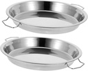 Hemoton Stainless Steel Double Ear Steaming Plates 2Pcs 11X9.4 Inch Reusable Steam Tray for Kitchen Food Serving Party Snacks Cold Noodle Dish