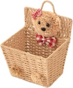 Garneck Cartoon Bear Wicker Desktop Holder Ergonomic Handle Multifunctional Woven Storage Basket for Home Office Kitchen Organization Khaki Wicker Basket