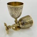 Vintage Hand-Made Brass King Royal's Chalice Embossed Cup 6" Goblet Glass Wine Glass (Pack of 1)