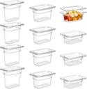 Tioncy 12 Pcs 1/9 Size Clear Food Pans with Lids Stackable Plastic Salad Bar Containers Commercial Food Storage Transparent Hotel Pans for Vegetables Fruits Beans Corns 2.5'' 4'' 6'' Deep