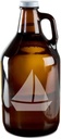 Cute Sailboat Hand-Made Etched Glass Beer Growler 64 oz