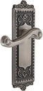 Grandeur Winnew_PRV_234 Windsor Solid Brass Rose Right Handed Privacy Door Lever Set with Newport Lever and 2-3/4" Backset - Antique Pewter