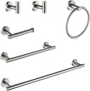 6 Piece Stainless Steel Bathroom Towel Rack Set - Wall Mount - Brushed Nickel