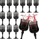 Pinkunn 24 Pcs 7 oz Plastic Vintage Wine Glasses Reusable Colored Goblets Patterned Drinking Water Glasses Cup Dishwasher Safe for Christmas Wedding Reception Party Supplies (Black)