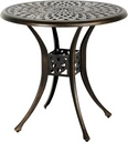 Grepatio 31" Patio Dining Table, Cast Aluminum Outdoor Bistro Table with Umbrella Hole Round Conversation Table, Antique Bronze