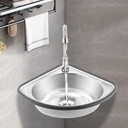 Corner Basin Sink, 17.32 * 14.57in Stainless Steel Single Triangle Wall-Mounted Wash Basin Corner Sink Small Bar Sink Wall Hung Mini Vanity Space Bathroom sink w/Faucet for Kitchen Bathroom Lavatory