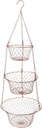 Hanging Fruit Basket – 3 Tier Hanging Baskets for Kitchen – Heavy Duty Wire Fruit and Vegetable Basket with Hooks, Copper Finish 32 Inches Kitchen Organizer, Storage Rack, Durable Iron