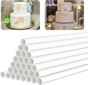 White Plastic Cake Dowel Rods for Tiered Cake Construction and Stacking Supporting Cake Round Dowels Straws with 0.4 Inch Diameter (9.5 Inch)