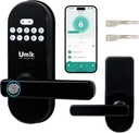 Fingerprint Smart Door Lock with Handle, Keyless Entry Door Lock for Front Door, Auto-Lock, APP Control, Easy Install (Black)