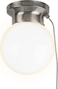 Ultralux 6" Utility LED Glass Flush Mount with Pull Chain - Globe Light Fixture - 500 Lumens 3000K Light Fixture for Closet, Pantry, Shed, Laundry Room - ETL-Certified (Brushed Nickel, 1-Pack)