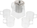Delicate - Filter Teapot with Cups Assorted Color for Tea Brewing -scald Handle Borosilicate Design