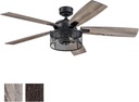 Honeywell Ceiling Fans Carnegie Industrial 52 Inch Ceiling Fan with Light, Remote Control Fan, LED Indoor Fan with 5 Blades, Gray Pine and Brown Chestnut Blade Finish Options, Matte Black (50614-01)