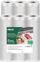 Vacuum Sealer Rolls Bags, 6 Pack 3 Rolls 11" x 20' & 3 Rolls 8" x 20' Commercial Grade BPA Free Bag Rolls, Durable Customized Size Food Vac Bags for Meal Prep, Storage and Sous Vide Cooking