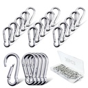 20PCS 304 stainless steel spring clasp 1.57-inch carabiners, M4 stainless steel spring snaps heavy-duty hooks. Suitable for pet tags hiking tents swing brackets as well as ropes, chains and key rings.