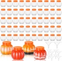 Hsei 100 Pcs 2 oz/ 60ml Plastic Pumpkin Jar with Lids Mini Halloween Pumpkin Candy Jar Small Fall Containers Clear Sand Art Potion Bottles for ThanksGiving Party Decoration Cookie Autume Gift Crafts