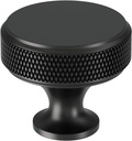 Rergy 10 Pack Knurled Matte Black Cabinet Knobs Round Kitchen Hardware Single Hole