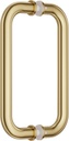 Ranbo Polished Gold 8" CTC Tubular Back-to-Back Shower Door Handle,Heavy-Duty 1.0mm Thick 304 Stainless Steel,for 1/4"- 1/2" Thick Glass and 1-3/8" - 2-1/6" Thick Wooden or Metal Doors