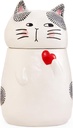 Bico Cartoon Cat Handpainted Stoneware Air Tight White 10.2 inch Cookie Jar, Dishwasher Safe, for storing Cookie, Candy, Coffee