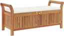 vidaXL Garden Storage Bench with Soft Cushion 49.6 in Solid Acacia Wood Ample Capacity Classic Design for Outdoor Use Perfect Patios and Gardens Durable Comfort Furniture Patio Seat Wooden Picnic