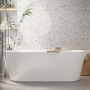 Acrylic Freestanding Bathtub, Modern Soaking Tub, Deep Upright Bath, Non-Slip, CUPC Certified, Chrome Drain, Easy Clean, Spa Experience for Contemporary Bathroom Design, 67 Inch