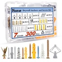 Drywall Anchors and Screws Assortment Kit 300PCS, 7 Types, 150 Heavy Duty Sheetrock Anchors and 150 Philips Self Drilling Screws Hardware Set, Easy for Dry Wall, Shelve, Hanging and Mounting